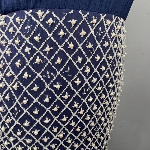 NBD Revolve Best Mistake Dress size S Navy Blue Beaded Mini Sleeveless - Picture 9 of 10